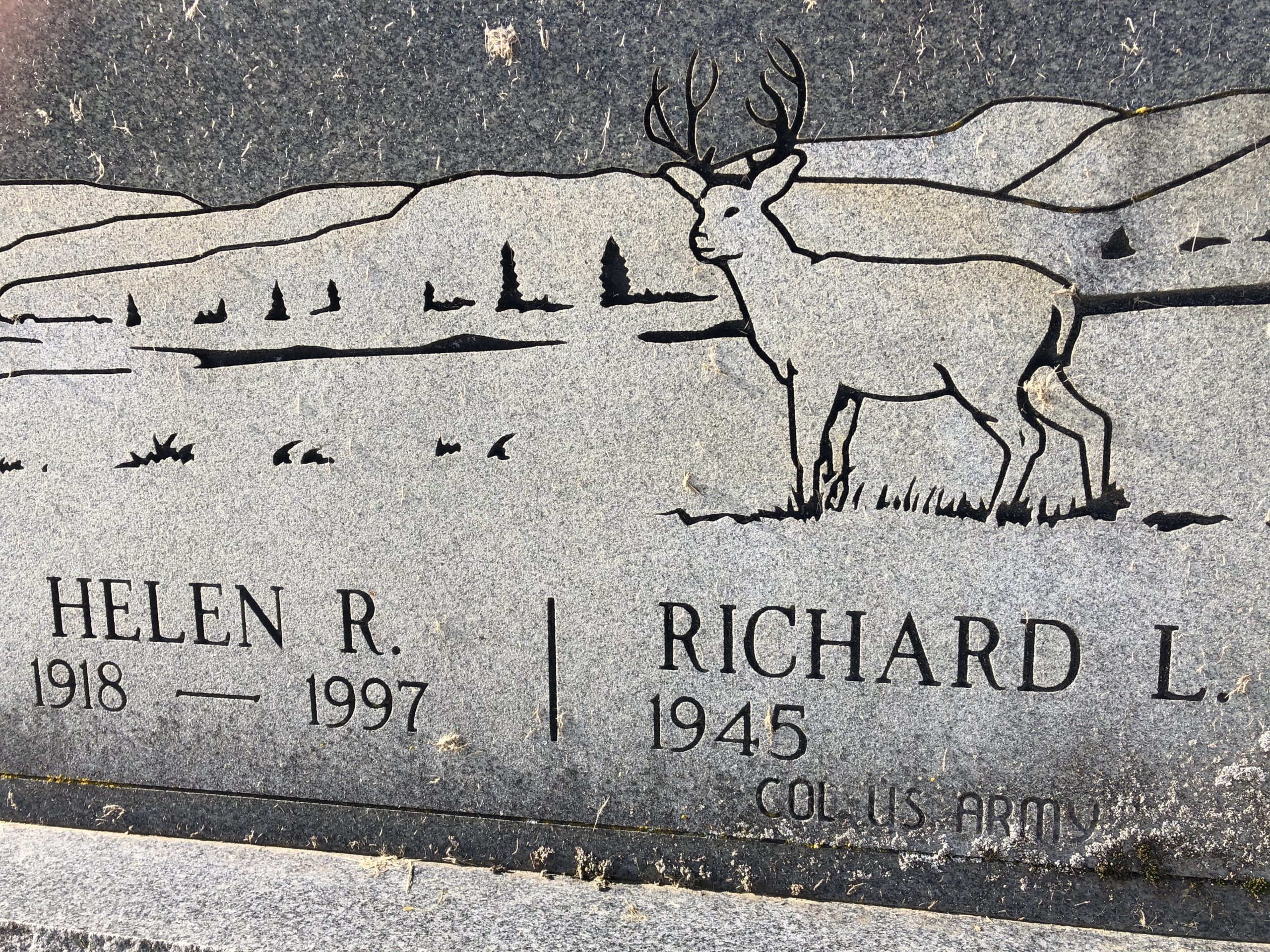 tombstone for Helen R. 1918-1997 and Richard L. 1945-
