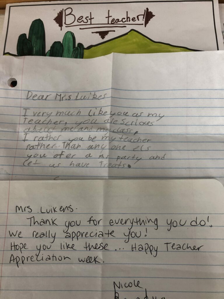 students letters to Mrs Luikens