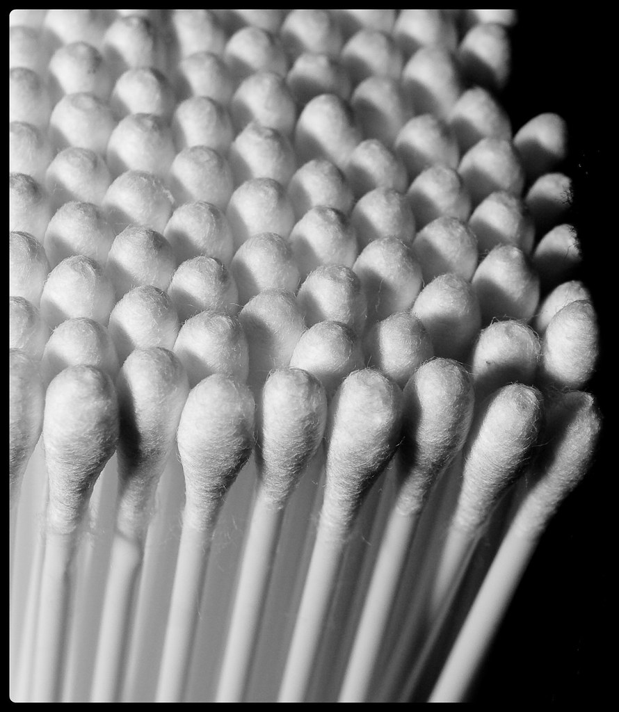 Cotton Bud: Wad of cotton wool fixed to a small stick, used for cleaning (US: cotton swab, Q-Tip)